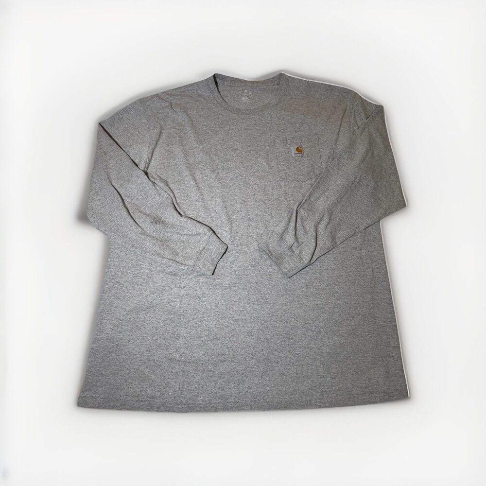 Carhartt W126HGY Men’s 2XLT Tall Pocket Long Sleeve T Shirt Gray Workwear Tee